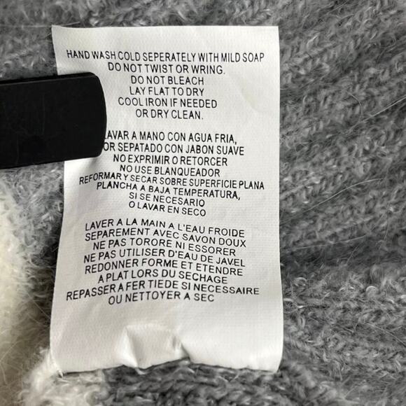 Bebe O Angora Blend Sweater Turtleneck Gray White Striped 3/4 Sleeve S VTG Y2K - Picture 5 of 10